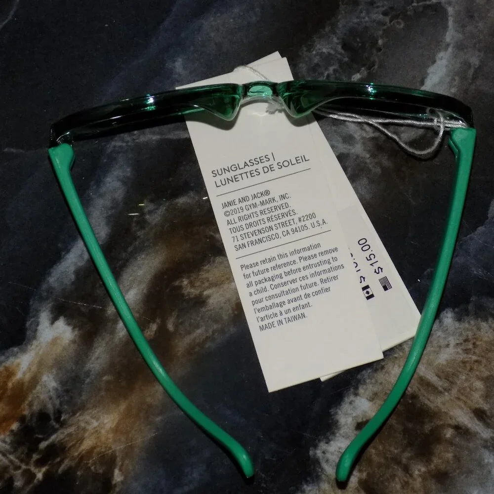 Janie And Jack Green Tinted Cat Eye Sunglasses Girls 0 -2 Years NEW